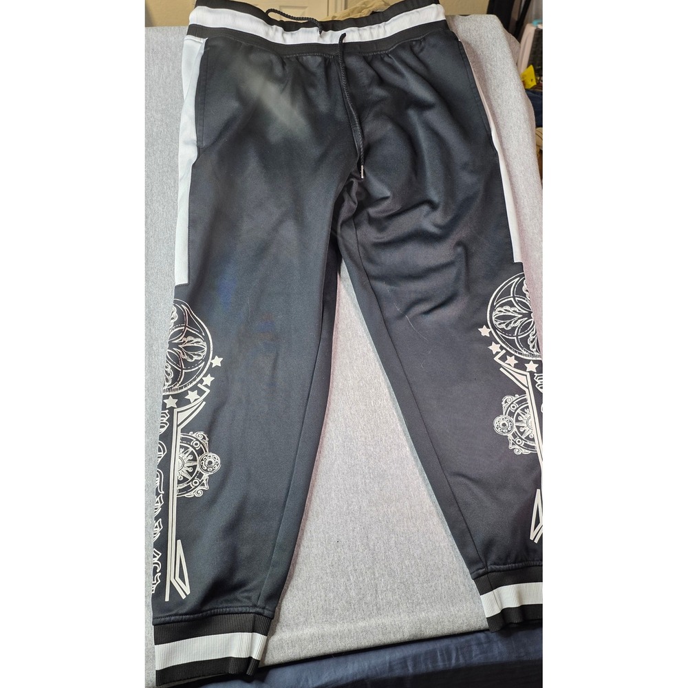 INC International Concepts Mens Black Graphic Print Track Jogger Pants Medium